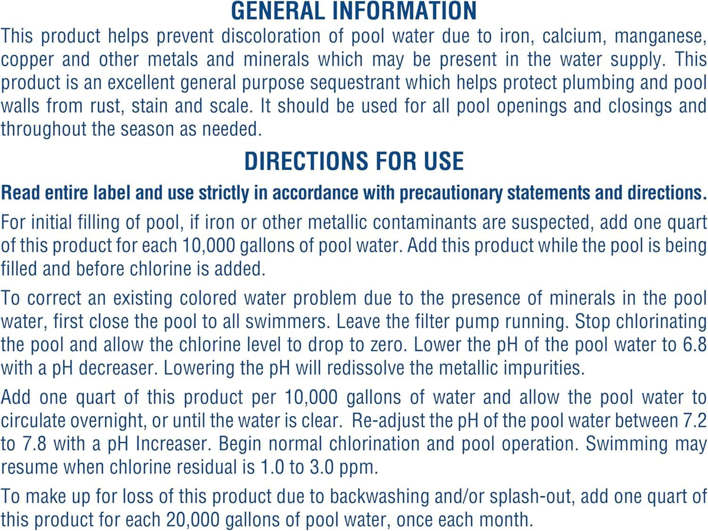 Pool Mate 1-Quart 12-Pack Concentrated Metal Out Stain and Mineral Inhibitor, Pool Metal Remover, Stain Remover, Made in USA