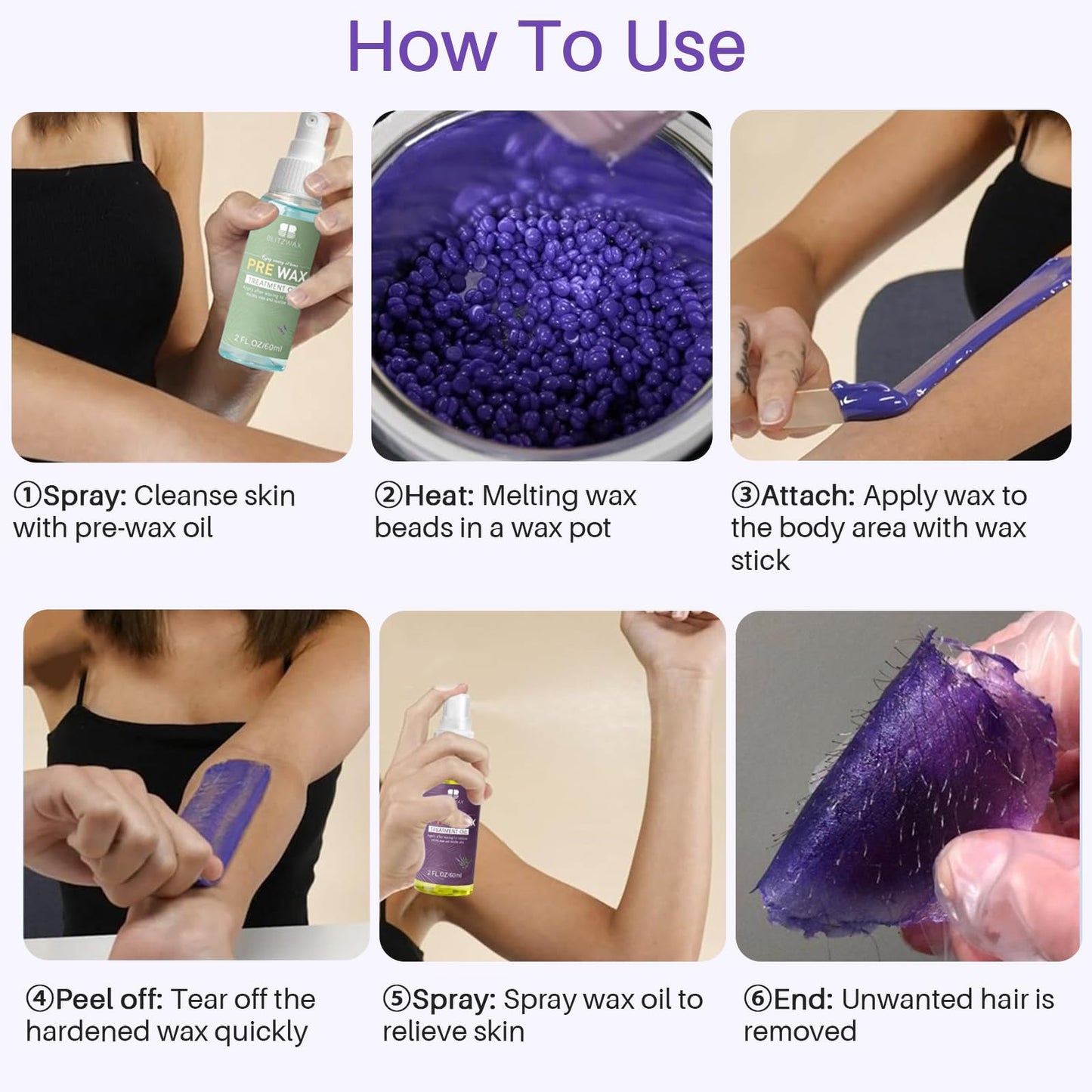 BLITZWAX Brazilian and Bikini Waxing Kit for Women, Hard Wax Warmer for Face, Legs and Body, At Home Hair Removal Kit, Beginner Friendly, Digital Fast Heating, 51 Wax Items