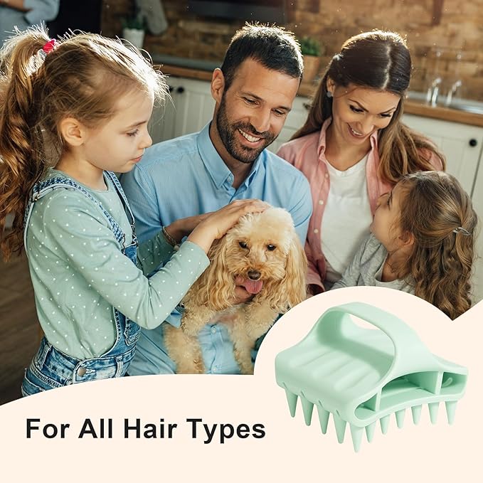 RHOS Scalp Massager Shampoo Brush, Curved Vented Scalp Scrubber, Soft Silicone Hair Scrubber for Dandruff Removal, Wet & Dry Hair (Green)