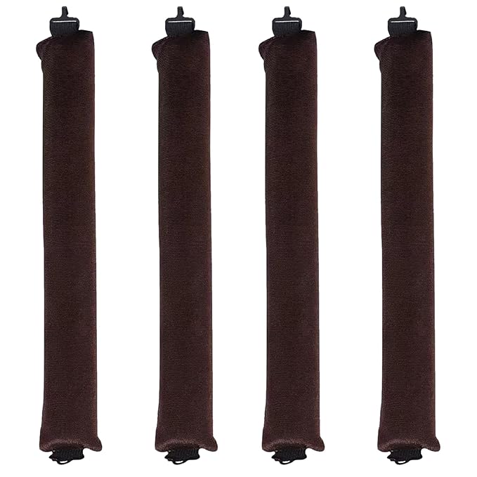 Overnight Heatless Hair Curler Blowout Rods Jumbo, Heatless Curls Satin Flexi Rods for Overnight Sleeping, No Heat Curling Tool for All Hair Types, Soft Heatless Hair Curler (brown, 4 Rods)
