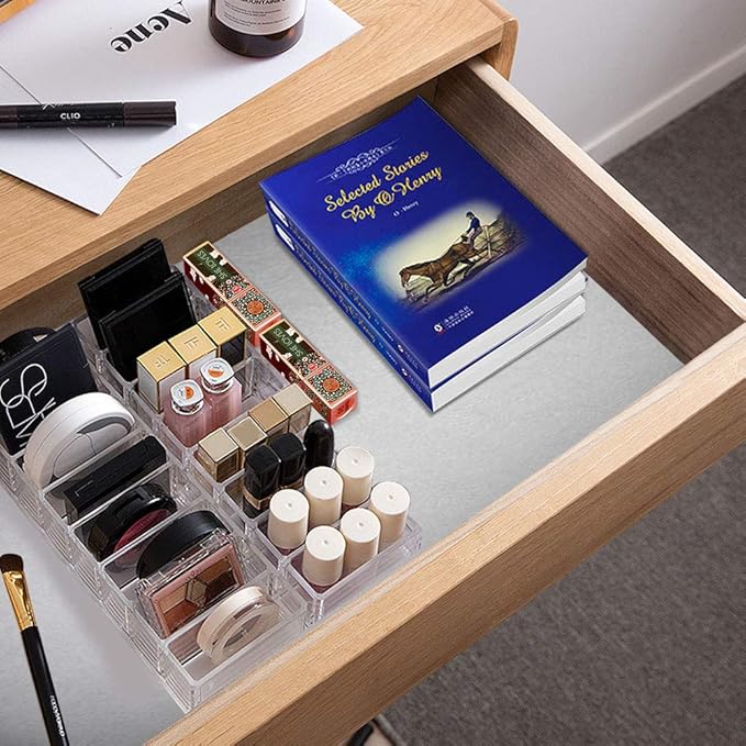Weiai Clear Acrylic Compact Organizer, Blushes Highlighters Eyeshadow Powder Makeup Organizer Holder for Vanity, 8 Slots