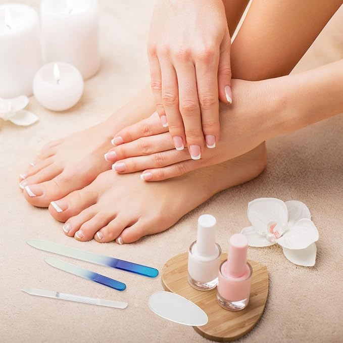 6 Pcs Glass Nail File and Nail Shiner Set Manicure Pedicure Glass File Buffer Cuticle Trimmer Nano Finger Nano Foot Scrubber Callus Remover Foot Care Pedicure Fingernails Toenail