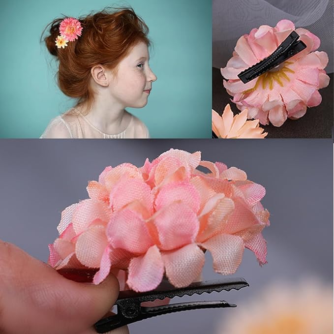21 PCS Hair Flowers Boho Hair Barrettes Accessories Hawaiian Silk Flower Clips Girls Purple Blue Floral Bride Headpiece Festival(BLUE & PURPLE)