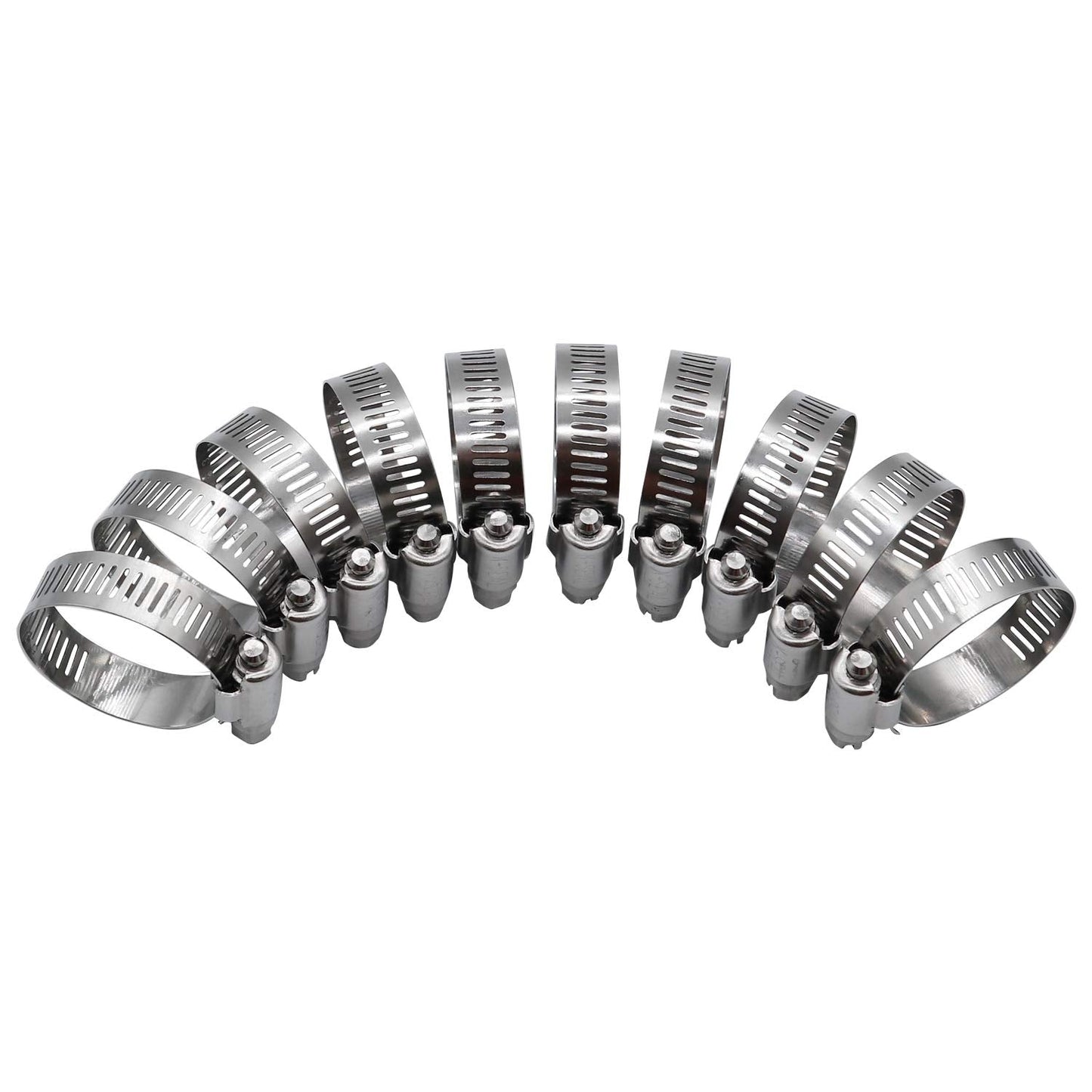 ROADFORMER 2" Worm Gear Hose Clamp - SAE 32 Size, Full Stainless Steel with 1/2" Band Width, Working Range 40mm - 64mmHose Clamps, 10 Pack