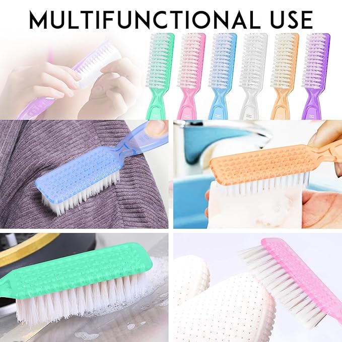 HOFASON 6 Pack Nail Brush for Cleaning Fingernails, Nail Brush Handle Grip Brush for Nail and Toenail Foot, Nail Dust Brush Manicure Pedicure Tools Scrubbing Brush Women Men Home Salon (Clear)