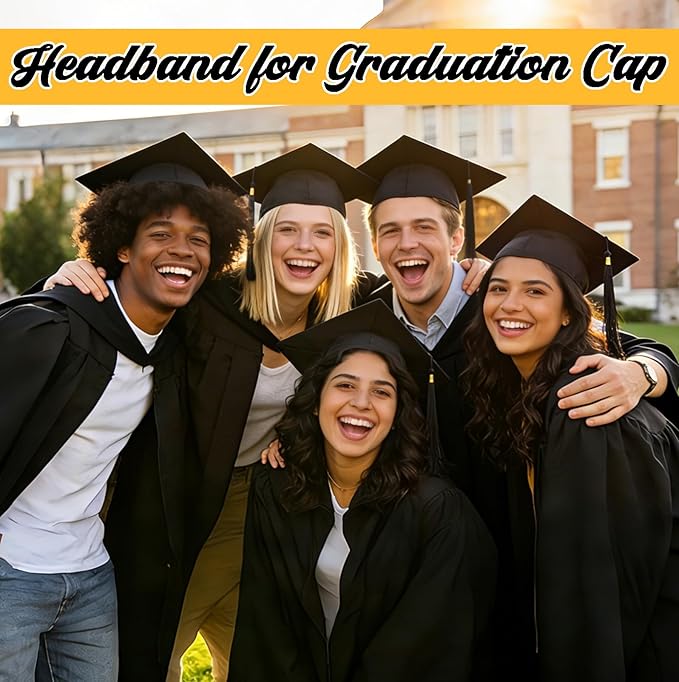 Graduation Cap Headband, Grad Cap Headband for Graduation Insert - Secures Graduation Hat & Keep Hairstyle, Hat Accessories Hairband for Graduates, Students