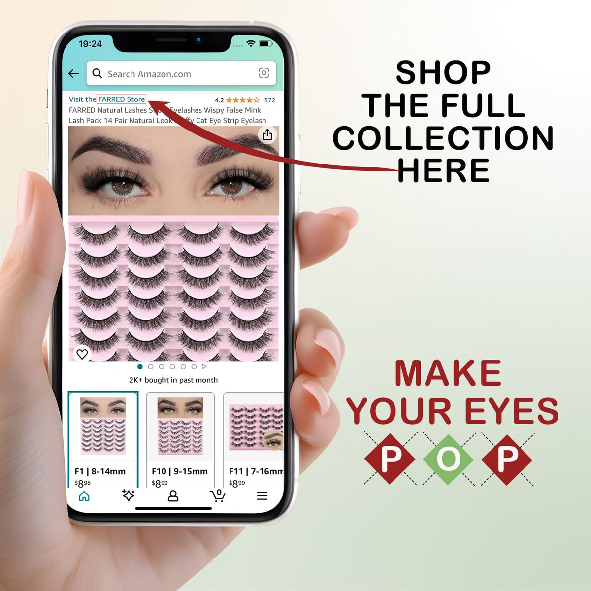 FARRED Natural Lashes Short Eyelashes Wispy False Mink Lash Pack 14 Pair Natural Look Fluffy Cat Eye Strip Eyelash Small Fake Lashes Full Pestañas Sets for MUA and Beginners Daily Makeup (F1 | 8-14mm)
