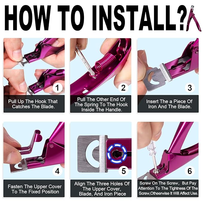 Elegant Violet Red Premium Adjustable Stainless Steel Artificial Acrylic Fake False Nail Tip Clipper Cutter Trimmer Manicure Pedicure Sharp Blade Clip Tool For Salon Home Nail Art Beauty Design DIY