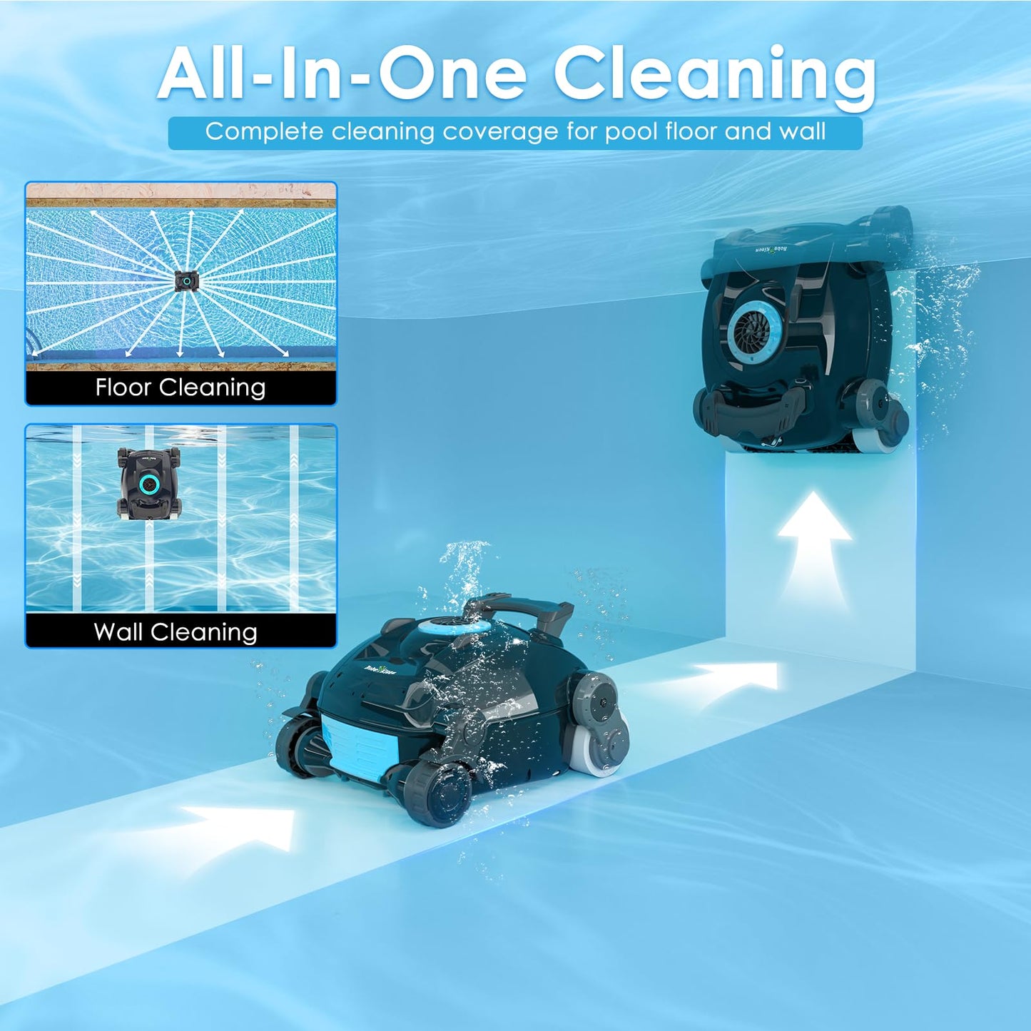 Cordless Robotic Pool Cleaner, Wall Climbing, Lightweight, Extended Battery Life, 8L Large Capacity, Advanced Dual-Motor, X1 Auto Pool Vacuum for Inground & Above Ground Pools Up to 1100 Sq.Ft, Blue