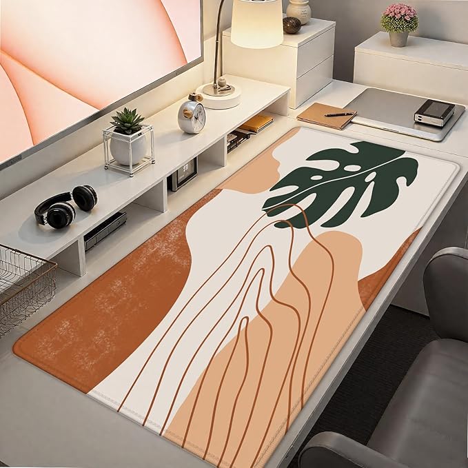 Boho Abstract Large Mouse Pad 31.5x15.7inch, Boho Sage Green Large Extended Computer Desk Mat Mousepad for Keyboard and Mouse, Minimalist Desk Accessory