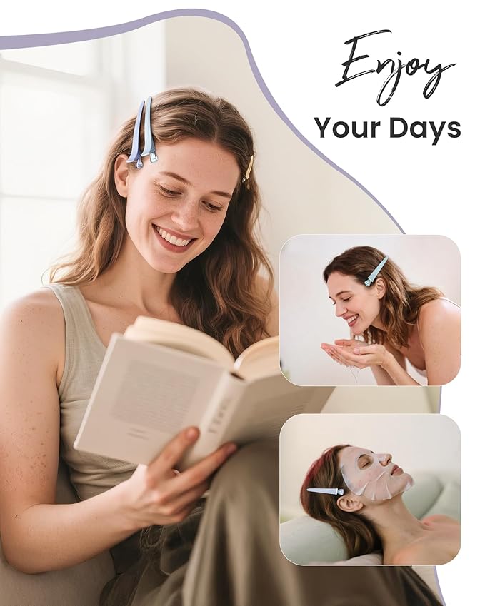 AIMIKE Extended Sectioning Hair Clips w/Built-in Silicone Band, 4.8" No-Crease Non-Slip Hair Styling Clips for Thick, Long Hair – Blow Drying,Hair Rollers, Rust-Free –6 Pack, Morandi Misty Trio Series