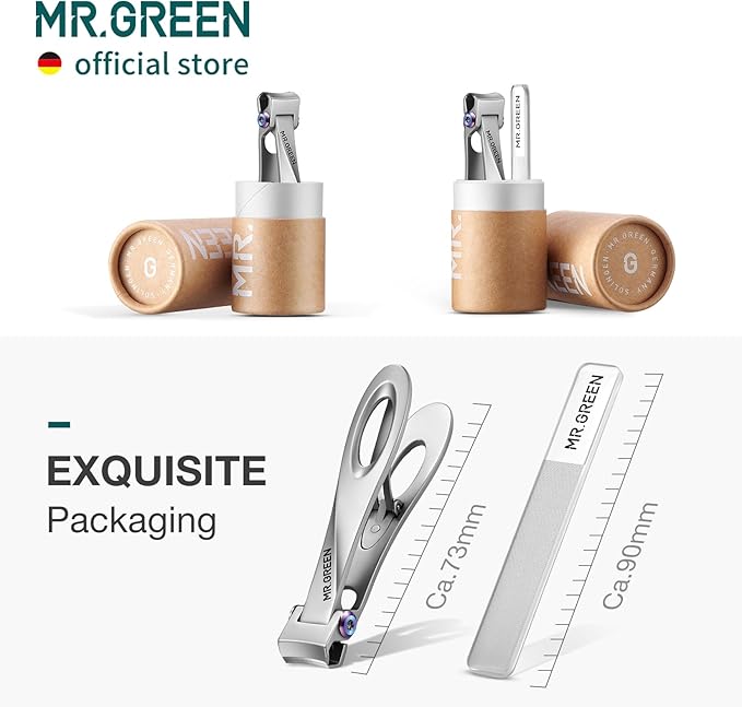 MR.GREEN Nail Clippers Wide Jaw Opening Stainless Steel Fingernail Clipper Thick Hard Toenail Cutter Manicure Scissors Tools (Nail Clipper (Medium))