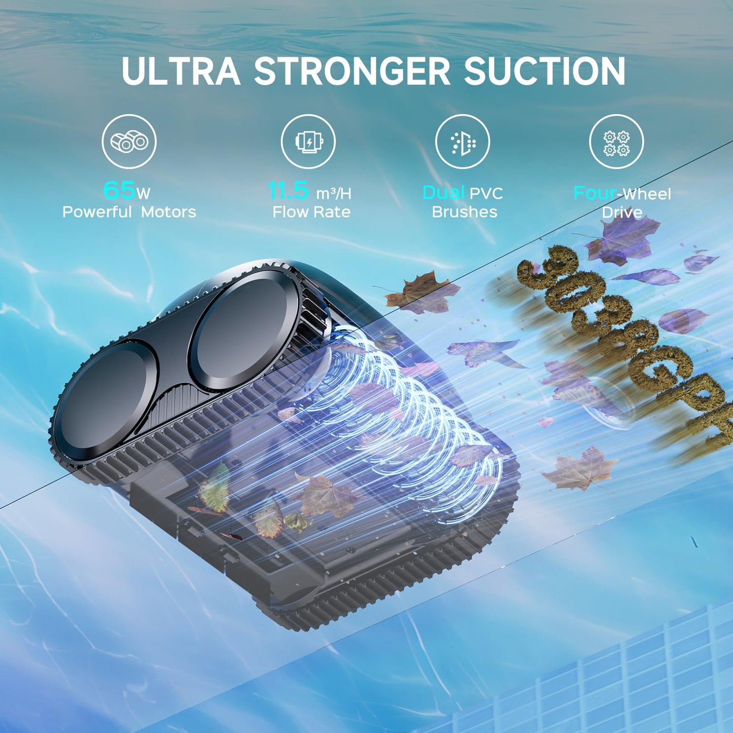 WYBOT C1 Cordless Robotic Pool Vacuum for Inground Pools, Above Ground Pool Cleaner 4-in-1 Wall & Waterline Cleaning Up to 1,614sq.ft, 150mins Smart Navigation, App Support