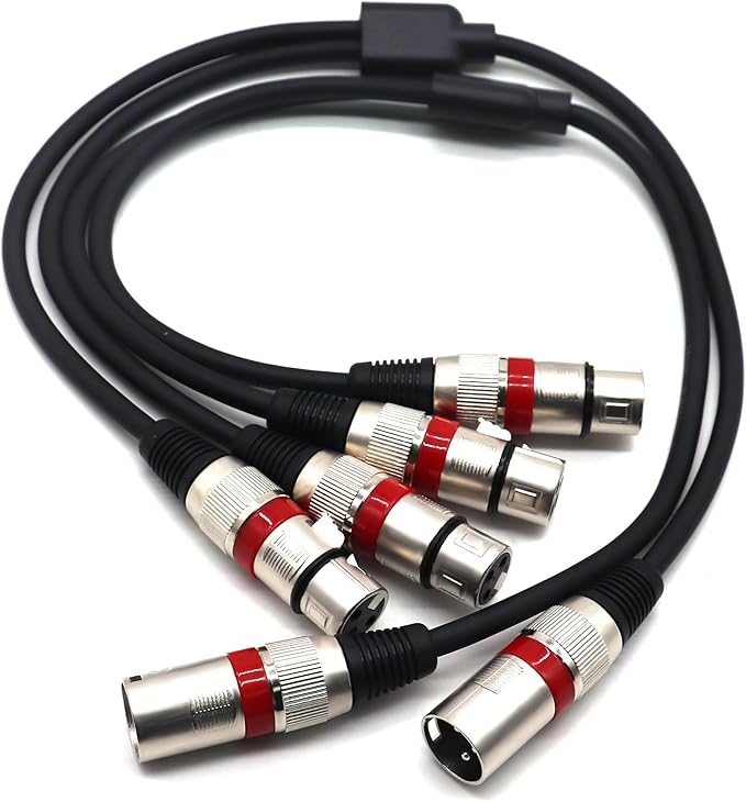 SiYear XLR Splitter Balanced Cable - XLR Male to Dual Female 3 Pin Patch Y Cable Microphone Splitter Cord Audio Adapter 50CM (2PACK)
