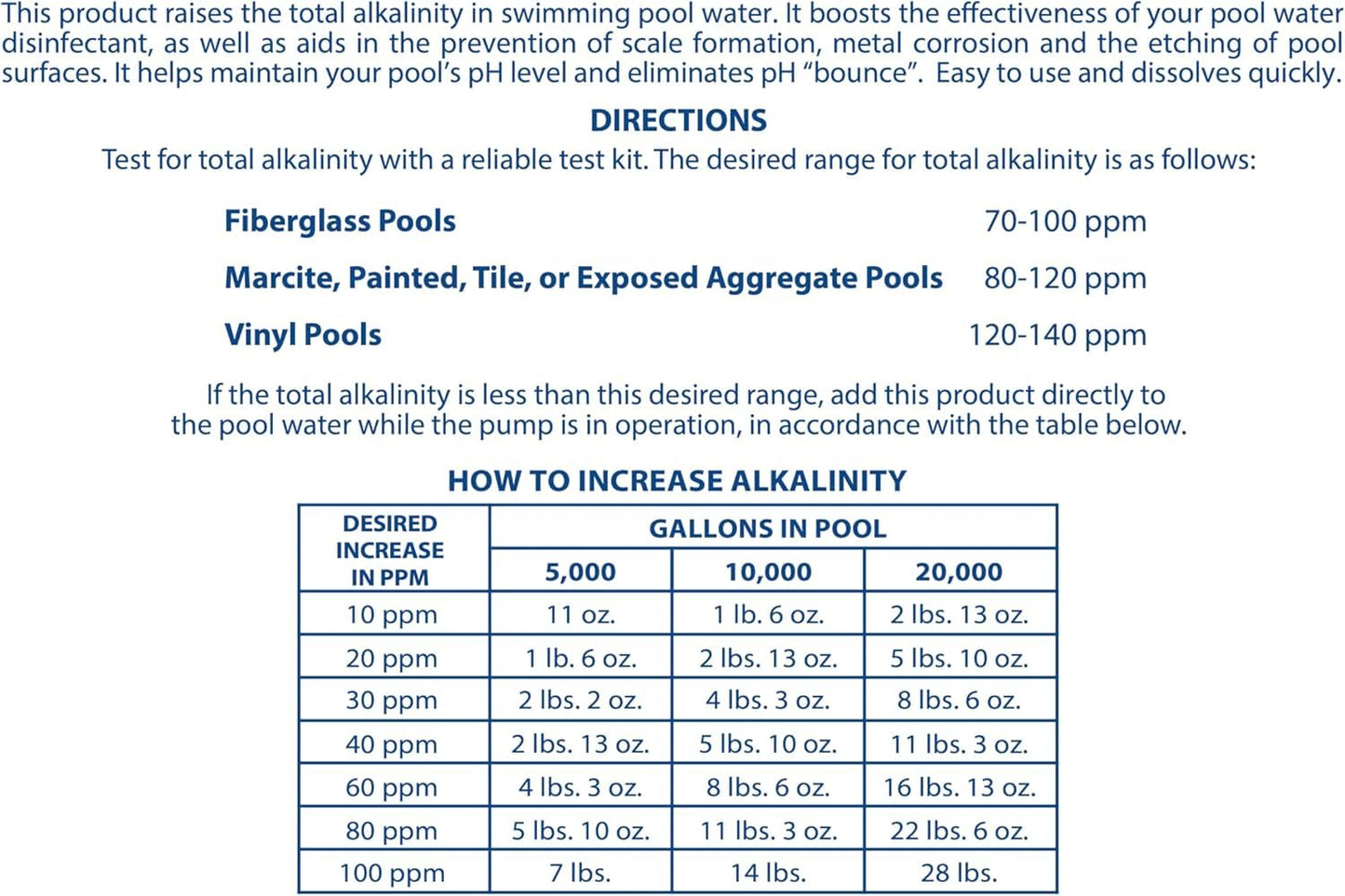 Pool Mate 5-Pounds Premium Alkalinity Increaser for Swimming Pools, 100% Sodium Bicarbonate