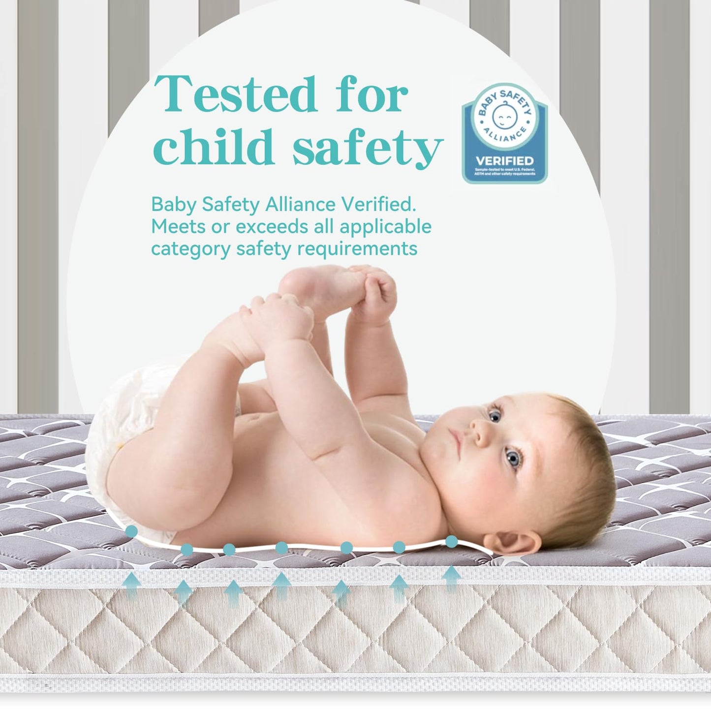 Tiankehan Premium Hypoallergenic Baby Crib Mattress and Toddler Mattress - 52" x 27.6" x 5" - Breathable - Firm Soft - Fits Standard Cribs and Toddler Beds