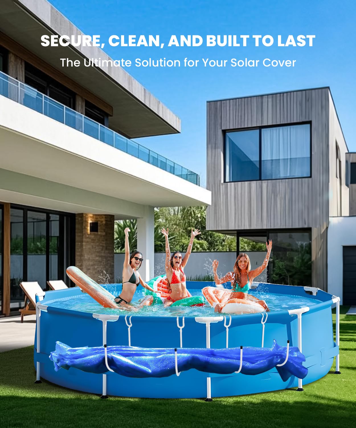 Teisaiko Upgraded 4-Pack Solar Cover Holder for Above Ground Pool, Solar Pool Cover Holder, U-Shaped Iron Tube Set for Framed Above-Ground Swimming Pools, Keep Solar Blankets Off The Ground (4-Pack)