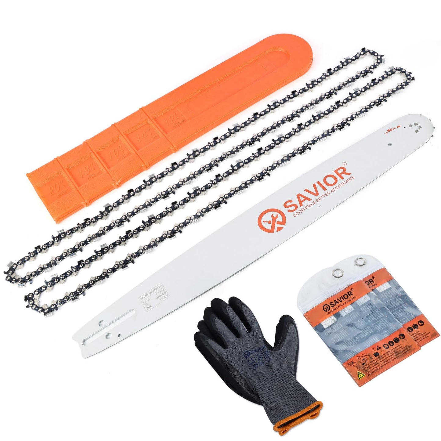 Savior 20 Inch Chainsaw Bar and Chain Combo, 3/8" Pitch .050" Gauge 72 Drive Links for 455 Rancher 460 Rancher, Replace for 200SFHK095, 584818, 584271