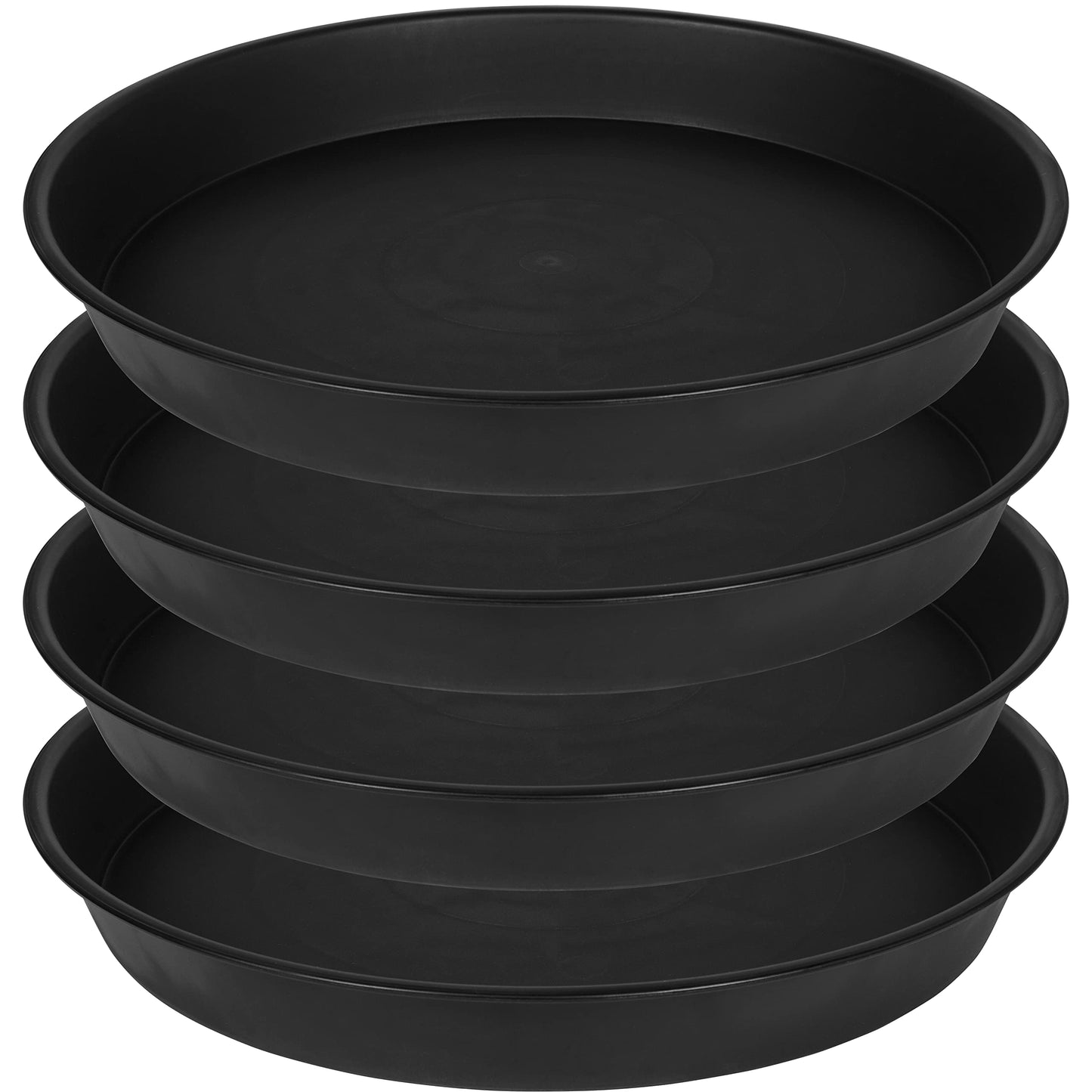 Bleuhome 4 Pack of 18 19 inch Plant Saucer Drip Tray, Heavy Duty Large Deep Plant Saucers for Pots, Bath Baths Bowl, Plastic Flower Planter Water Trays for Indoors Outdoor (19", Black)