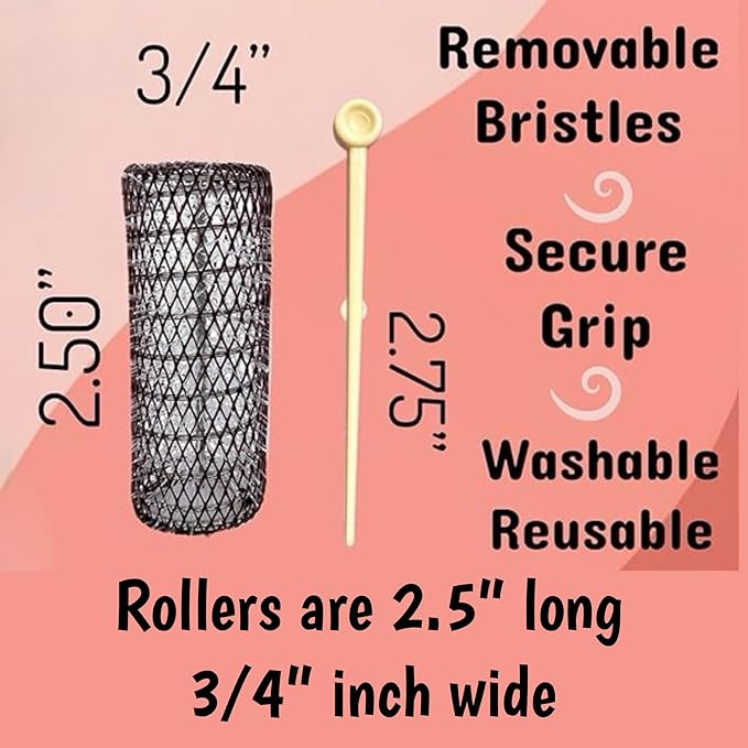 ALAZCO 14 pc Vintage Style Hair Roller Medium BRUSH ROLLERS & PINS Mesh Hair Curlers With Bristles 2.5"x 3/4", with Flexible Locking Pins