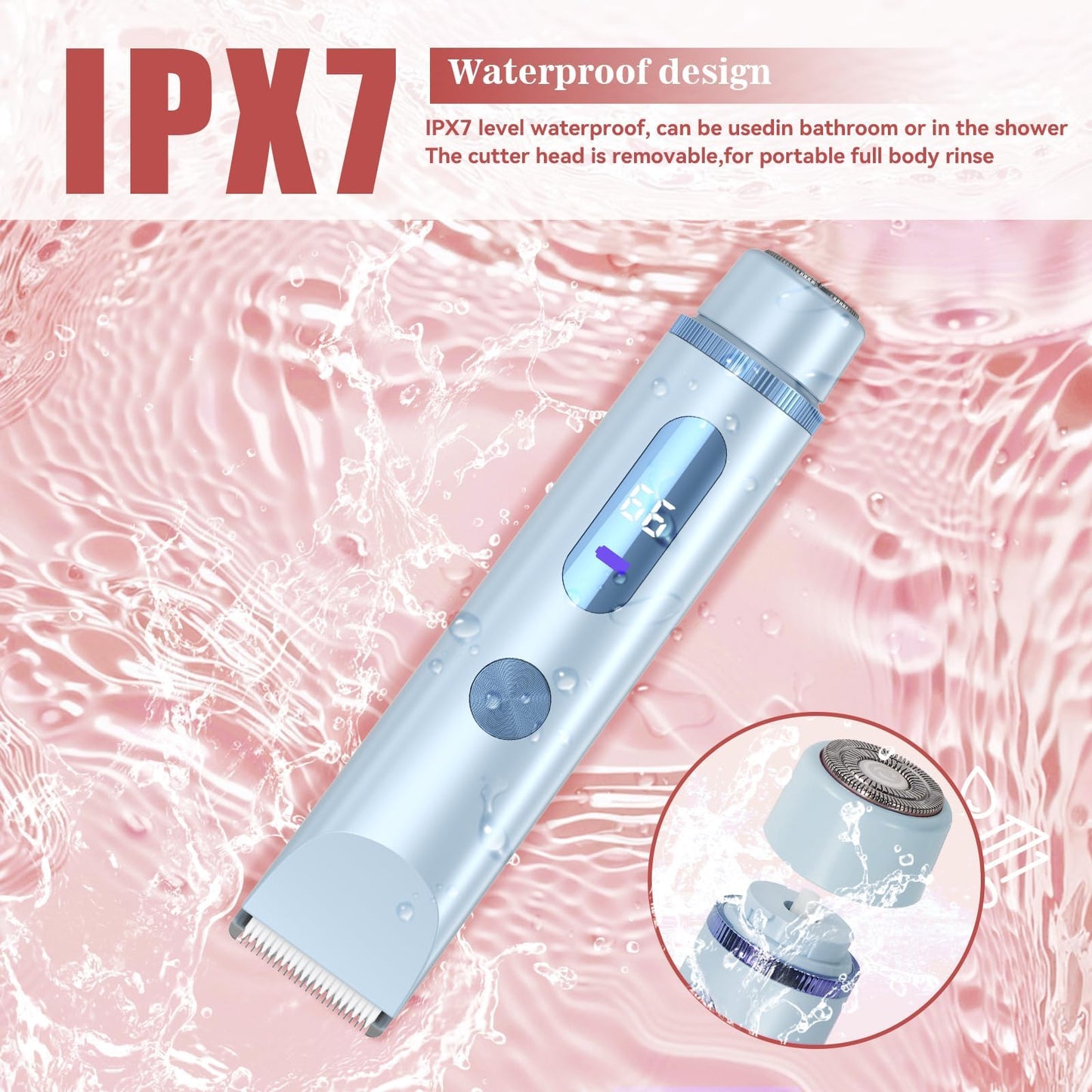 Bikini Trimmer for Women 2in1 High Power Epilators Hair Removal Waterproof Electric Razors Women's Electric Razor Pubic Hair Trimmer Shaver for Women for Ladies Pubic,Face, Underarms,Legs(Purple)