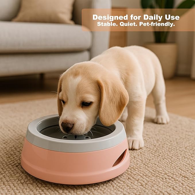 25oz Dog Water Bowl for Small/Medium Pets – Spill-Proof and No-Splash Slow Drinking Pet Water Dispenser, Portable Non-Slip Feeder Bowl for Travel, Car, Crate, and Home Use - Pink