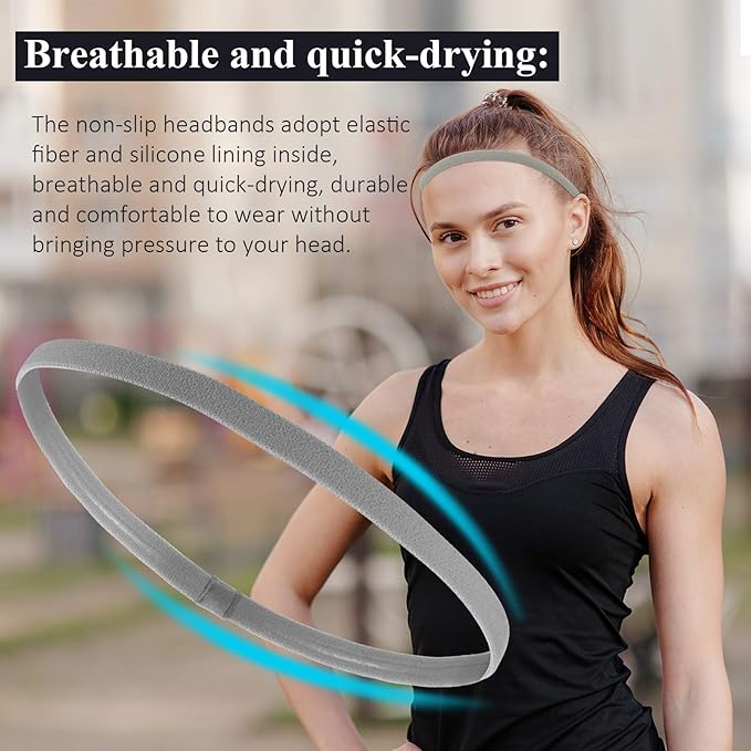 4 Pieces Elastic Sports Headbands Thick Non-Slip Hair Bands for Women and Men