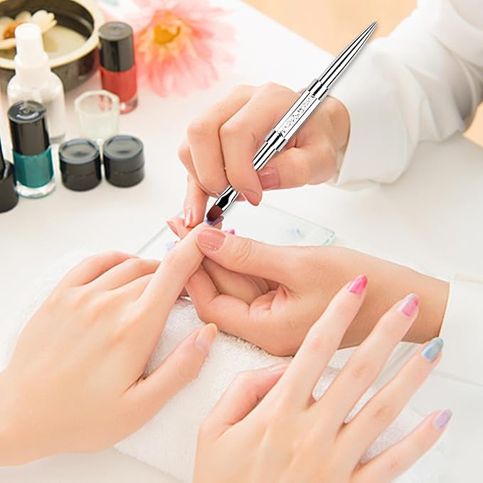 1Pcs Dual Ended Hard Gel Nail Brushes for Builder Gel&Polygel,Salon-Grade Nail Art Design Tools,Nail Brush Professional Nail Art(Rhinestone Handle)