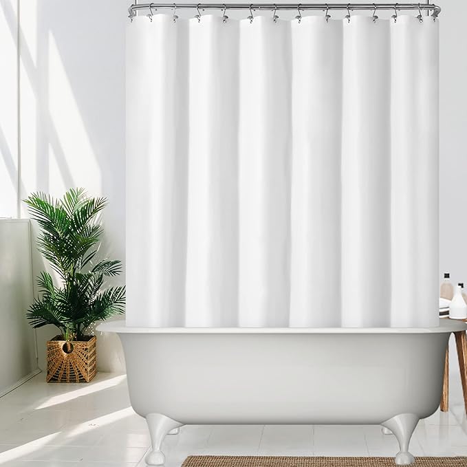 Mrs Awesome White Clawfoot Tub Shower Curtain or Liner with 12 Magnets - Free 36 Hooks Included, Waterproof PEVA, 180" x 70", White
