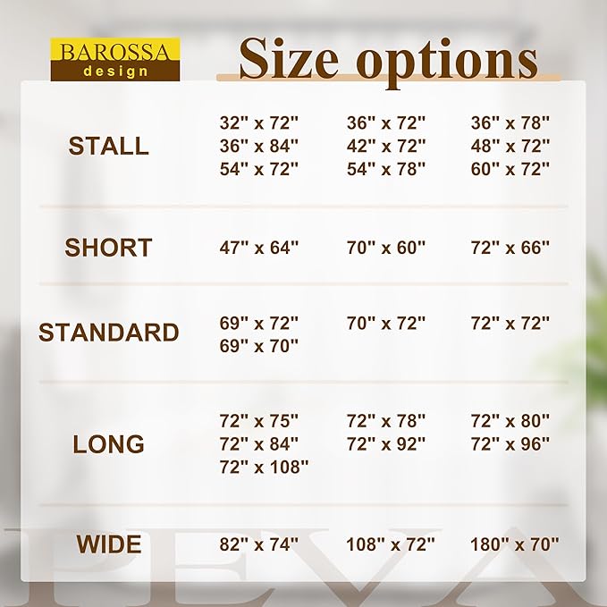 Barossa Design 54" x 78" Frosted Stall Shower Curtain Liner with 3 Magnets - Waterproof PEVA Shower Liner for Bathroom Stall, PVC Free, Metal Grommets - Frost, 54x78