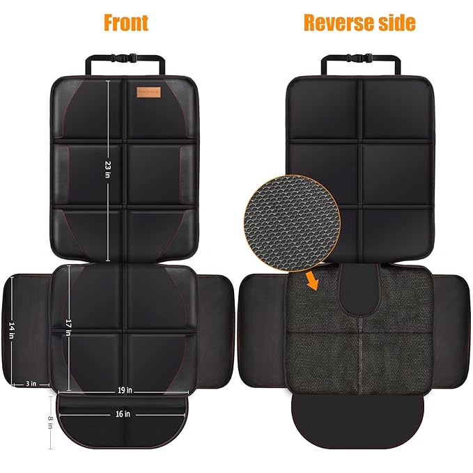 Bacgnyer Car Seat Protector, 1 Pack of Seat Protectors, Thickest Padded 600D Fabric Padding, Waterproof, Durable, Anti Slip Backing, Child Seat Protection, Suitable for Babies, Toddlers, Children