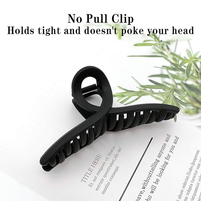 Hair Claw Clips Large 4 Inch No Slip Big Matte Shiny Butterfly Clip Clamp Assorted Colors for Thin Fine Thick Hair Women and Girls, 4 Pack