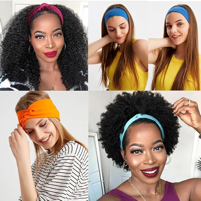 Kachanaa 4 Pack Wide Headbands for Women Non Slip Elastic Boho Bandeau Hair Bands Yoga Workout Running Sweat Hair Wraps Hair Accessories