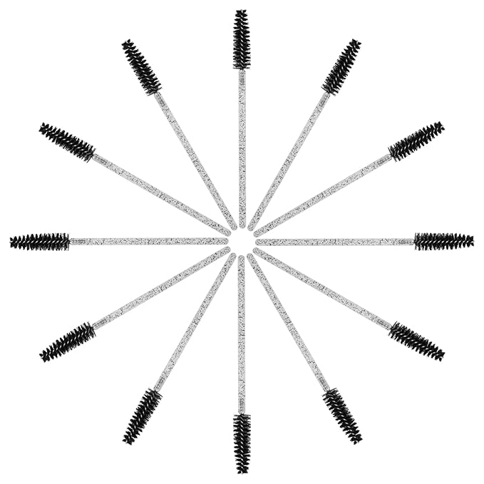 CHEFBEE 100PCS Disposable Eyelash Brush, Mascara Wands Makeup Brushes Applicators Kits for Eyelash Extensions and Eyebrow with Container (Black)