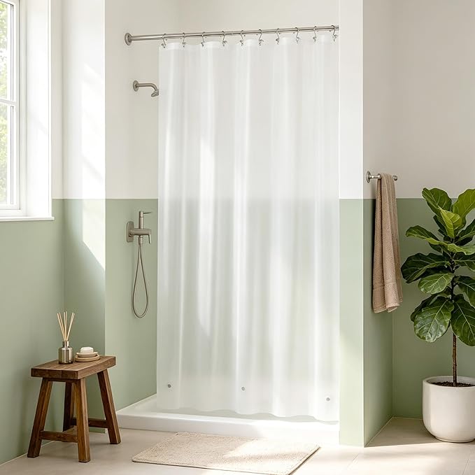 Mrs Awesome Frost Shower Curtain Liner with 3 Magnets, 60x72 Frosted PEVA Shower Liner, Light Weight Plastic Shower Curtain for Bathroom, Waterproof,Frost