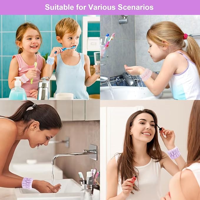 8Pcs Microfiber Wrist Bands for Washing Face, Absorbent Face Washing Wristbands, Spa Wristbands for Face Washing, Wrist Towels for Washing Face, Prevent Water from Spilling Down Your Arms