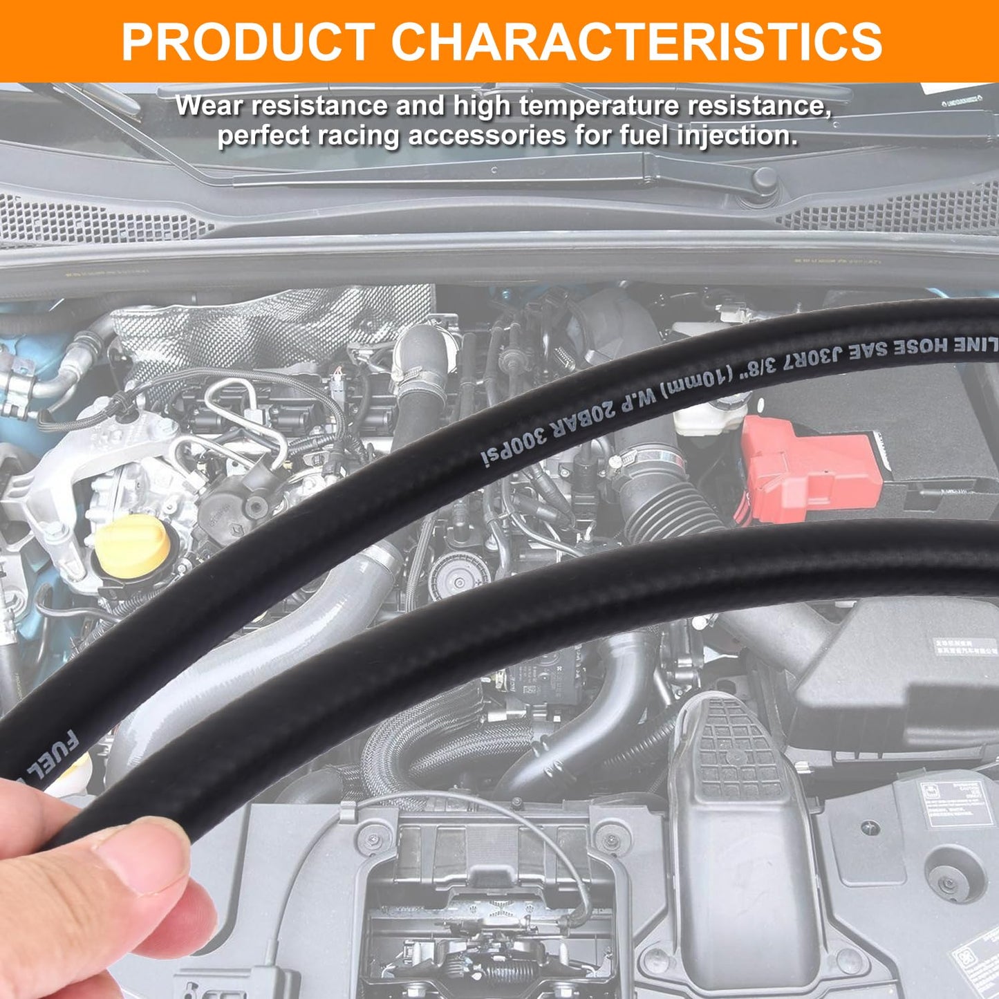 5/8 Inch ID Fuel Line Hose - 10FT Marine Grade Fuel Line with 10PCS Hose Clamps,300PSI High-Pressure Fuel Line for Automotive Fuel Systems Engines (5/8" ID-10Ft)