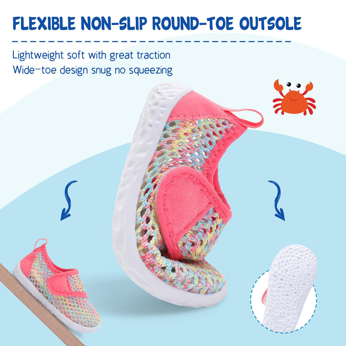 LeIsfIt Boys Girls Water Shoes Kids Aqua Socks Toddler Quick-Dry Swimming Shoes Non-Slip Summer Shoe for Beach Pool Surf, Colorful, 8 Toddler