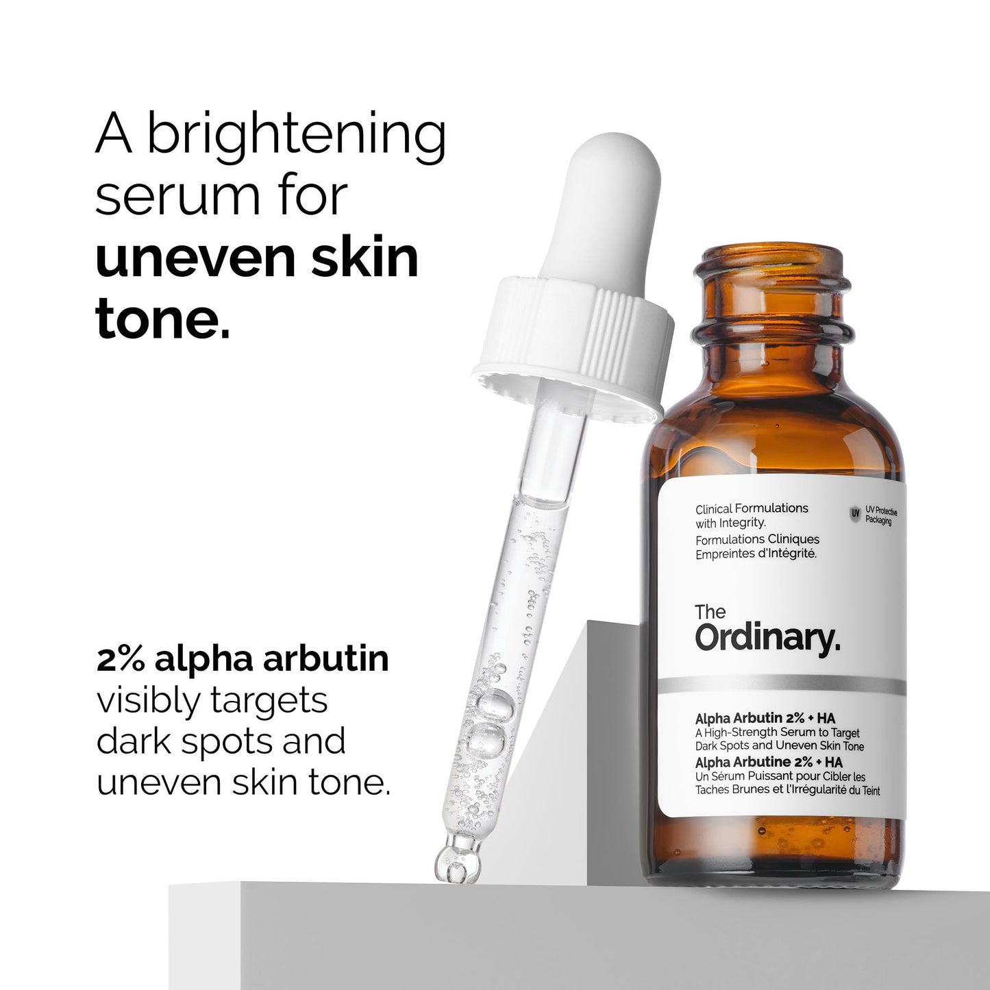 The Ordinary Alpha Arbutin 2% + Hyaluronic Acid, Brightens Skin and Targets Dark Spots, 1 Fl Oz (Pack of 2)