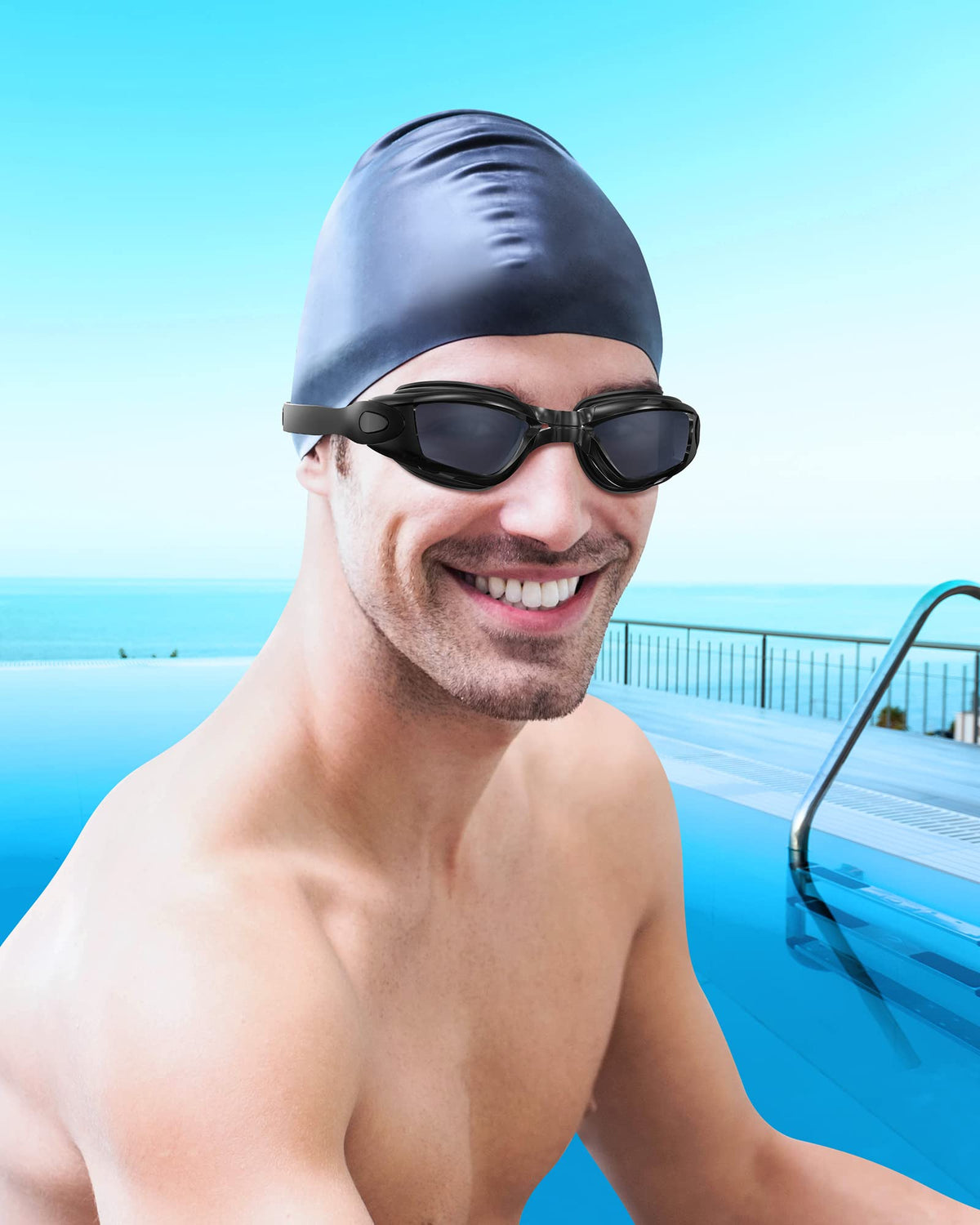 Aegend Swim Goggles, 2 Pack Swimming Goggles No Leaking Adult Men Women Youth, UV Protection, Anti Fog, Light Black & Deep Black
