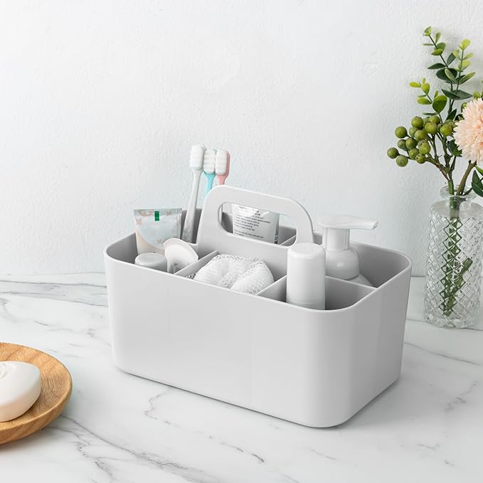 Tiawudi Multipurpose Caddy Organizer, Plastic Caddy with Handle, Stackable Desk Organizer for Stationery, Marker and Pencil, Office Supplies Organizer, Dorm Caddy