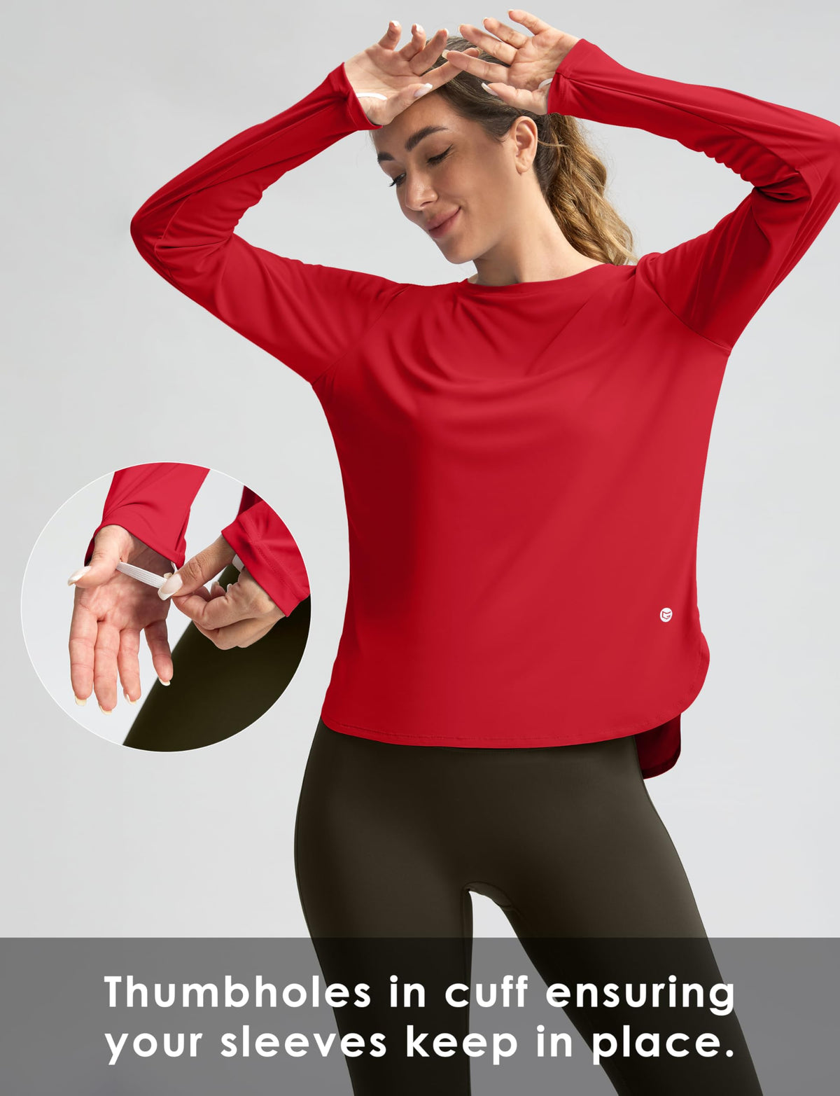 Women's Sun Shirts UPF 50+ Long Sleeve UV Protection Shirt Lightweight Quick Dry Workout Hiking Tops for Women(Red,XL)