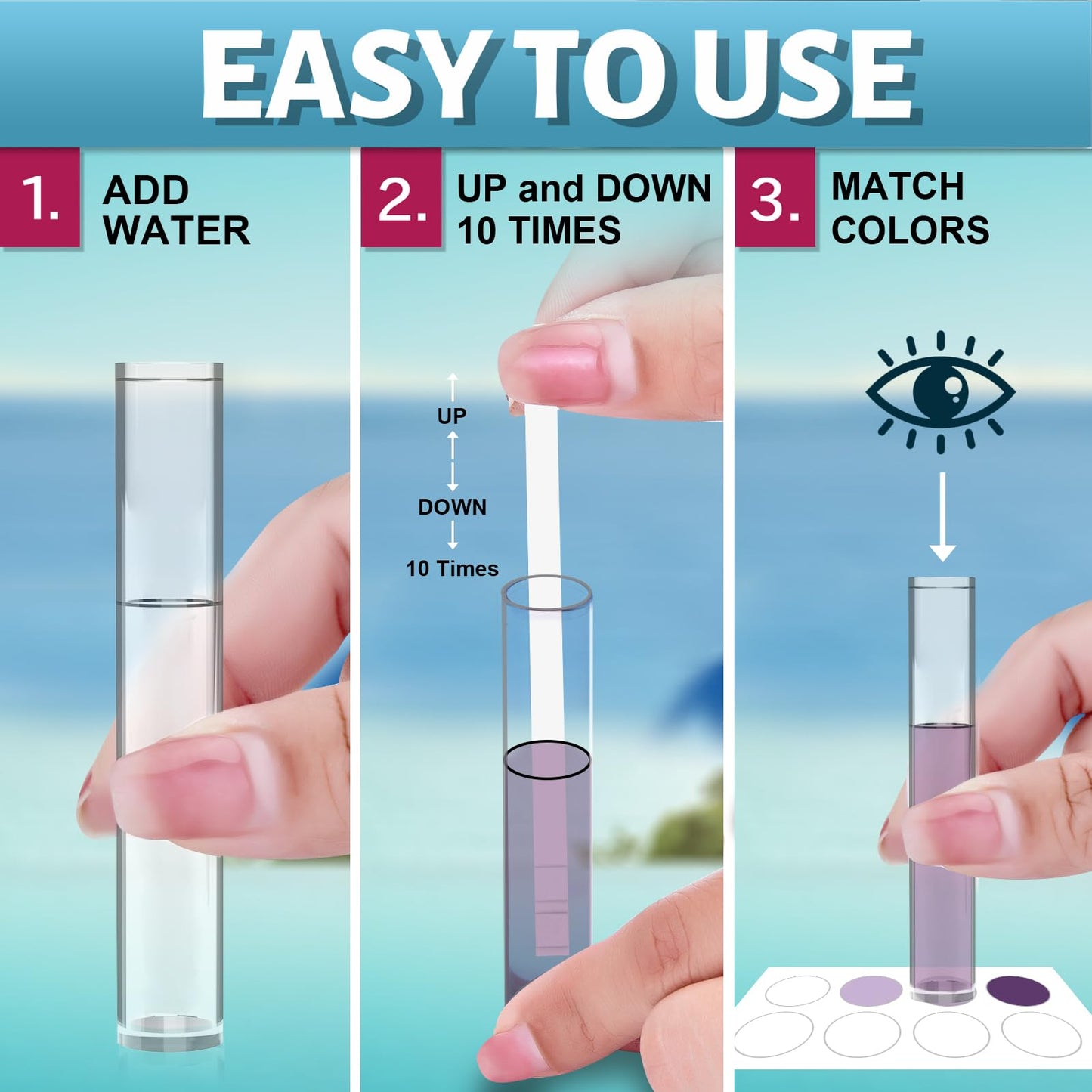 EASYTEST 9-Way Pool Test Strips, 140 Strips for Hot tub and Spa, Accurate Testing pH, Total Chlorine, Free Chlorine, Bromine, Alkalinity, Total Hardness, Cyanuric Acid, Salt and Copper