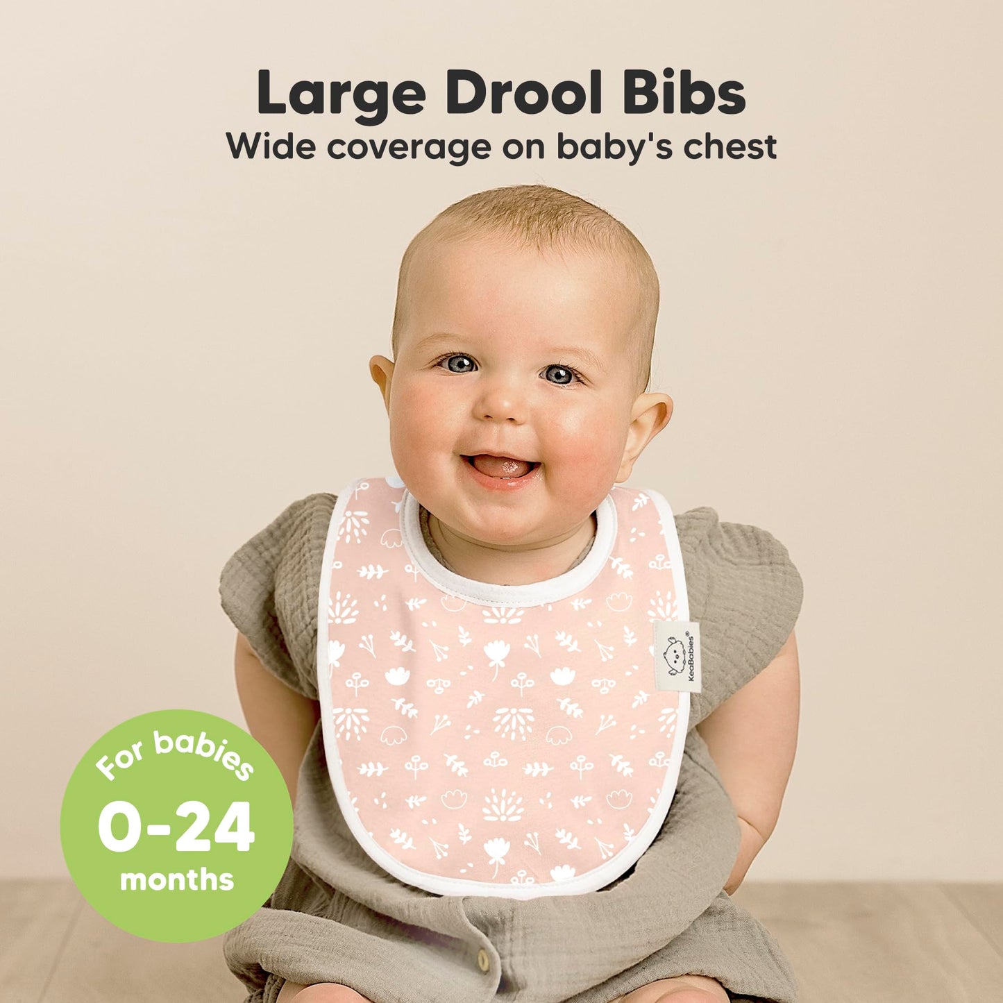 8-Pack Organic Baby Bibs for Boys, Girls - Soft Cotton Drooling and Teething Bibs for Baby Girl & Boy, Extra Absorbent, Easy to Clean & Put On for Toddler, Newborn, Infant 0-24 Months (Fleur)