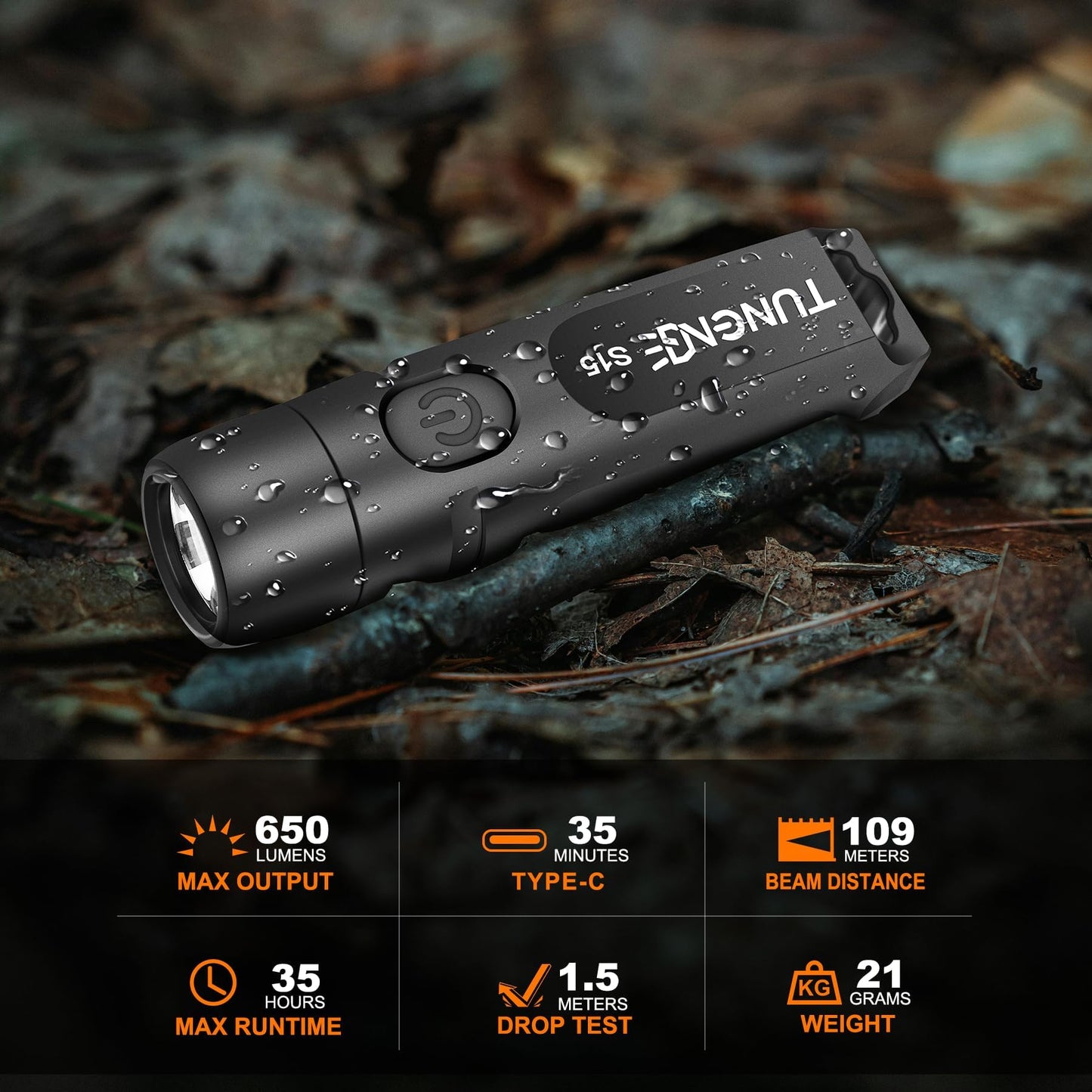 TUNENGE Rechargeable Keychain Flashlights, 650 High Lumens EDC Pocket Flashlights, Mini Flashlight Be Used for Camping Outdoors Emergency(Black)