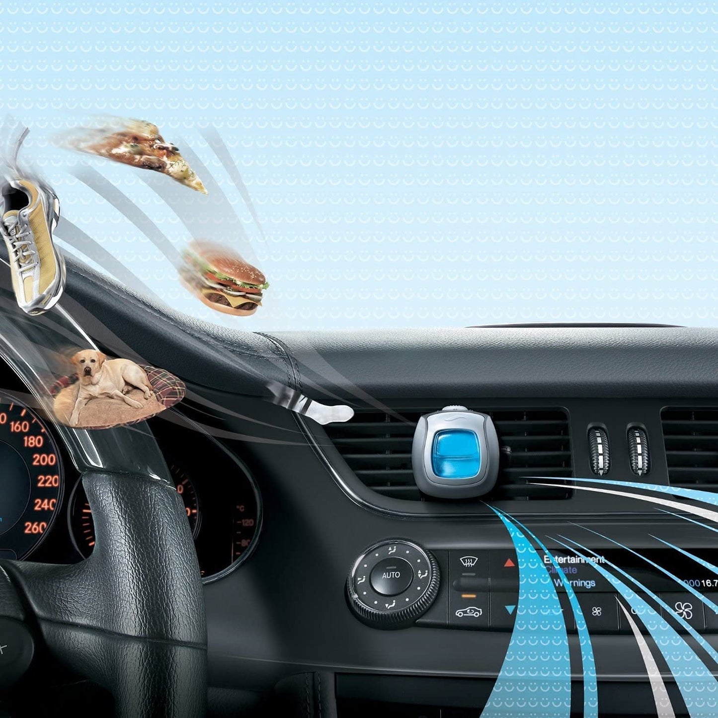 Febreze Car Vent Clip Air Freshener, Odor Eliminator for Strong Odors, Up to 30 Days Freshness, Laundry Fresh, 4 Packs