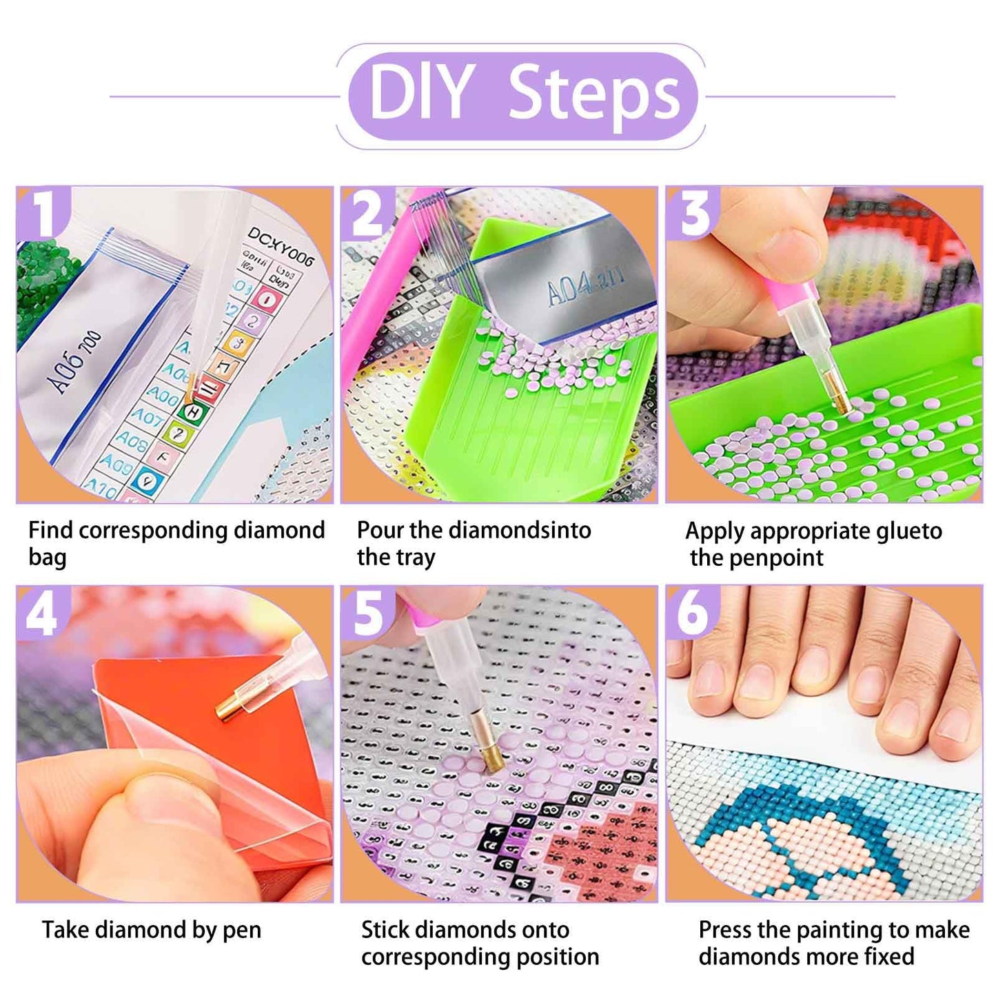 Ycydilirab 6 Pack Diamond Art Kits for Adults,Cocktail 5D Diamond Painting Kits for Adults,Beginner DIY Gem Painting Perfect for Gifts and Home Wall Decor 10x12inch