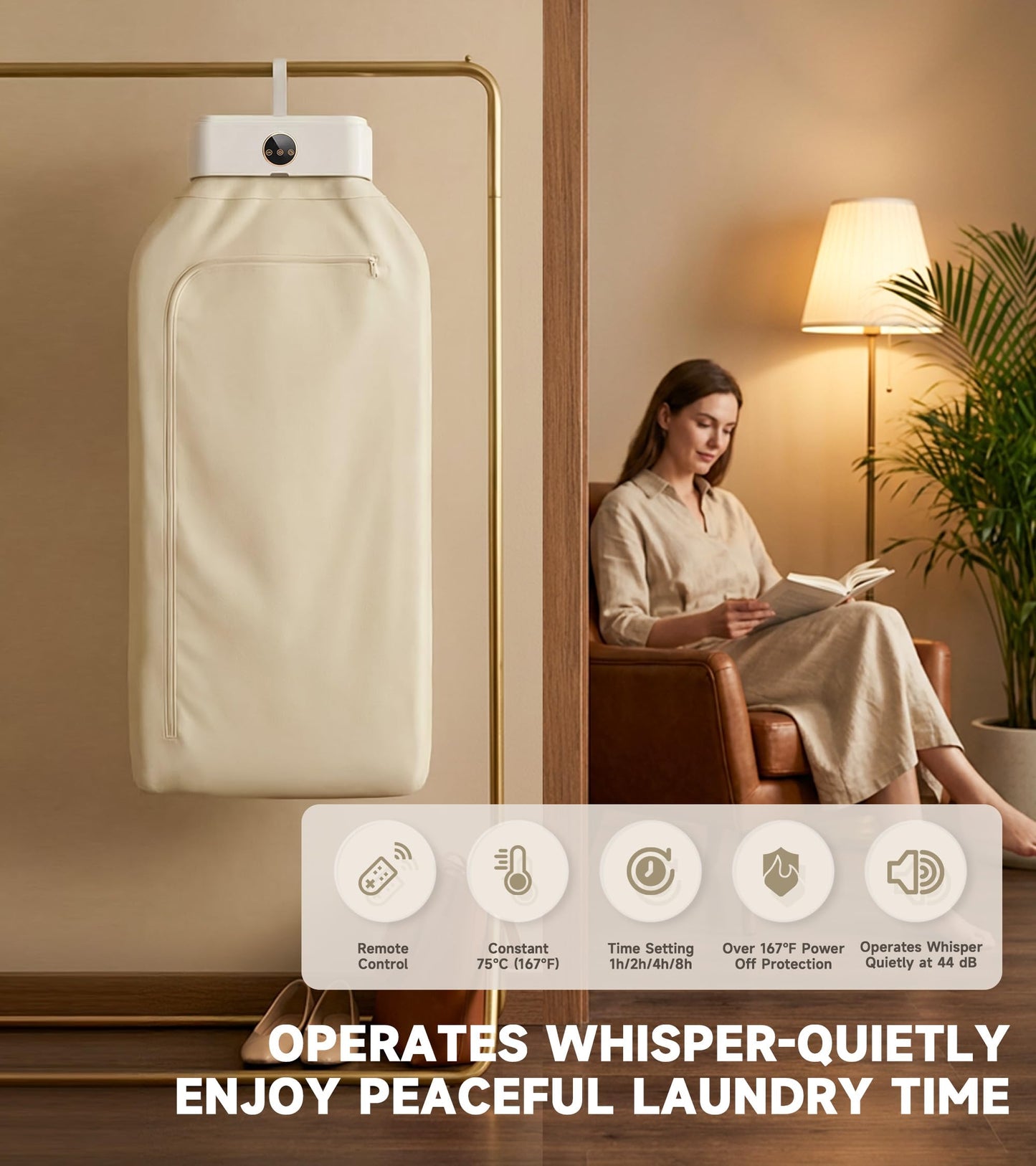 KAIUNTECLG Portable Clothes Dryer, 600W Fast Drying Mini Dryer for Apartments, Travel and RV, Compact Quiet Machine with Remote Control, 3 Timer Settings and Foldable Dry Bag