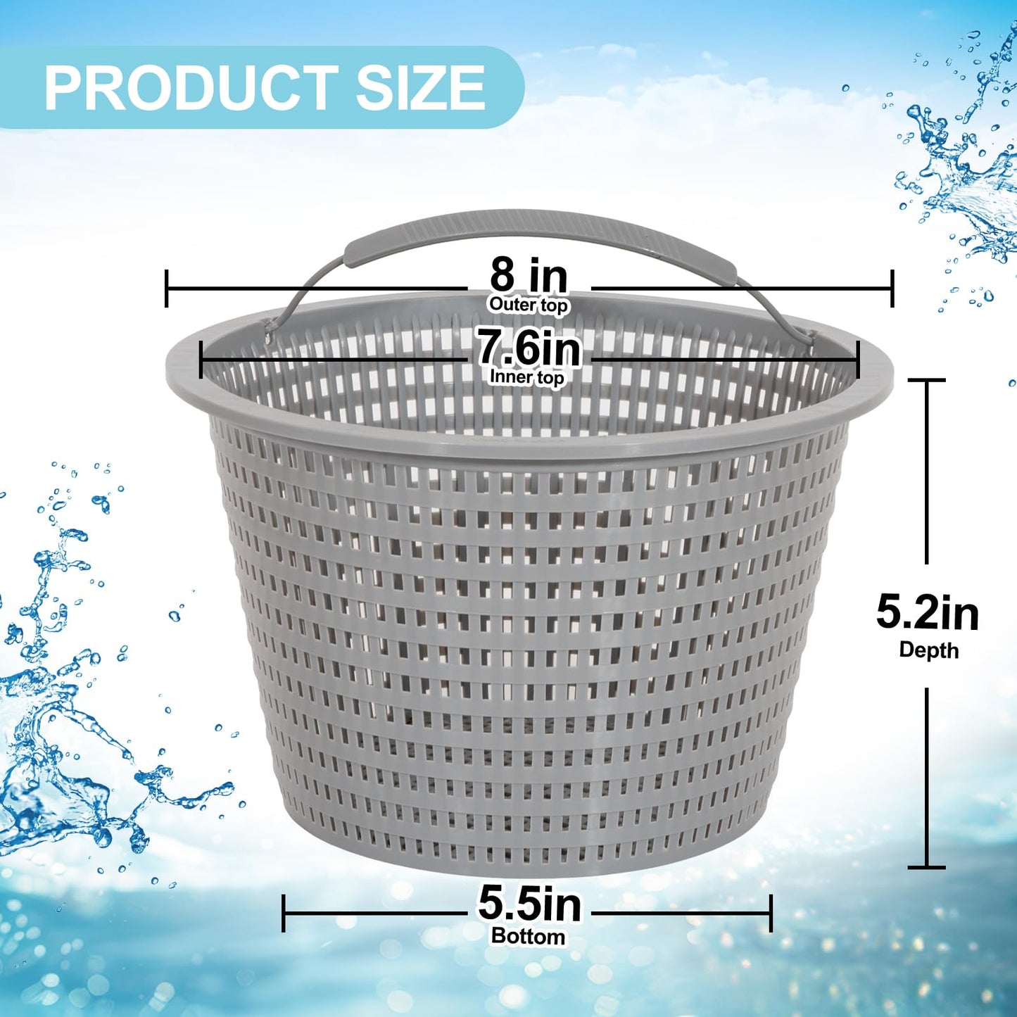 Sepetrel 2 Sets Swimming Pool Filter Basket - Replacement Skimmer Basket for In-Ground Pools - Captures Leaves, Needles and Debris - Most Pump & Water Circulation Systems