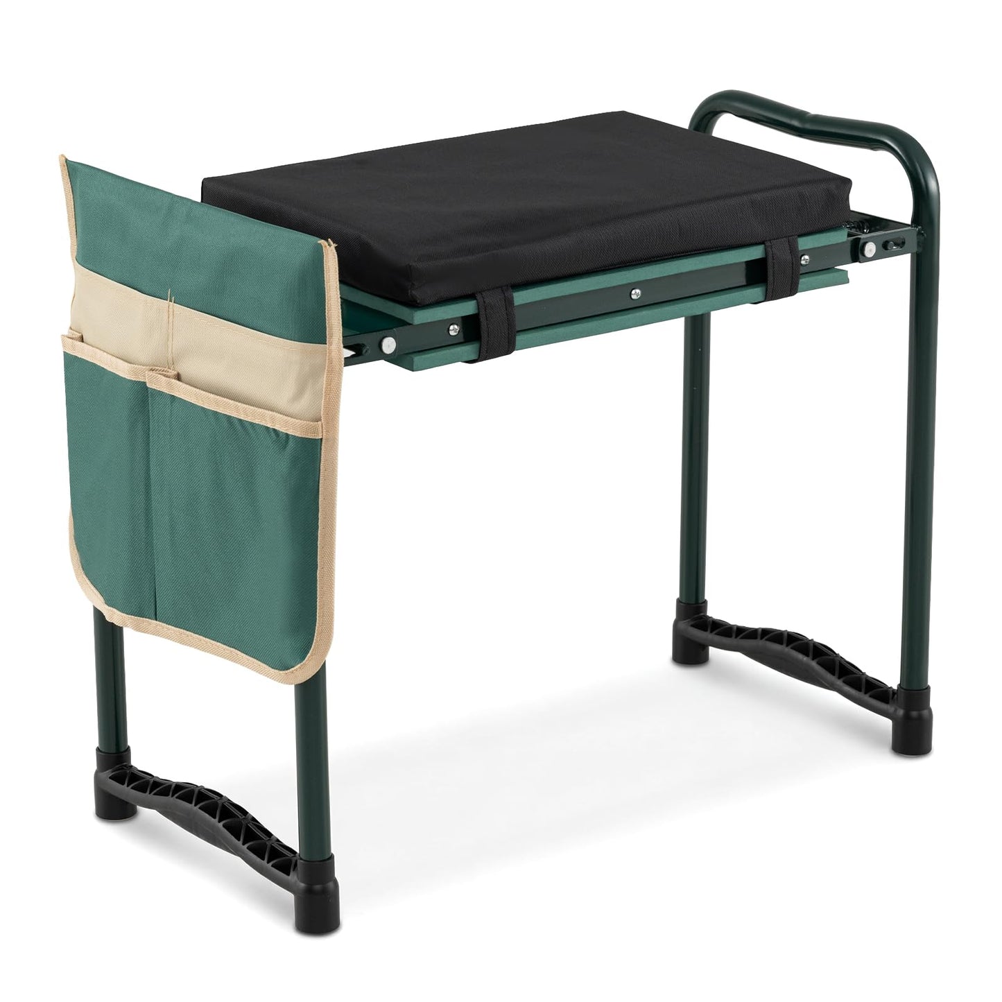 OFFICEJOY 2-in-1 Garden Kneeler and Seat, Folding Garden Seat w/EVA Foam Kneeling Pad & Removable Tools Pouch, Sturdy Steel Frame, No Assembly, Portable Heavy Duty Garden Stool for Women Men Seniors